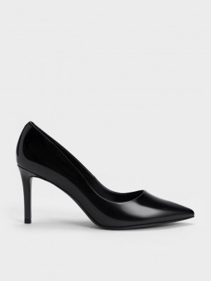 Charles & Keith Emmy Rugan Pointed-Burunlu Stiletto Pumps Siyah | VLYW-56873