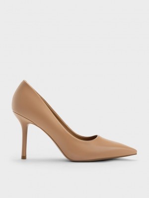 Charles & Keith Emmy Stiletto Heel Pumps Kahverengi | ZVKX-09486