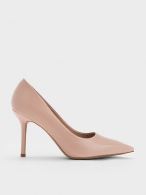 Charles & Keith Emmy Stiletto Heel Pumps Bej Rengi | WJSF-52680