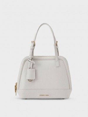 Charles & Keith Enola Double Handle Structured Bag Açık Gri | GOVN-69850