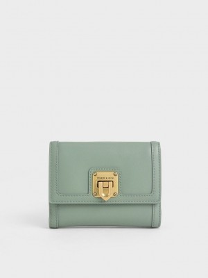 Charles & Keith Enola Kısa Tokalı Wallet Zeytin Yeşili Yeşil | EPKB-79305