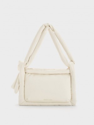 Charles & Keith Errya Puffy Crossbody Bag Krema | GHEM-17680