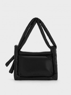 Charles & Keith Errya Puffy Crossbody Bag Siyah | TJGM-84095