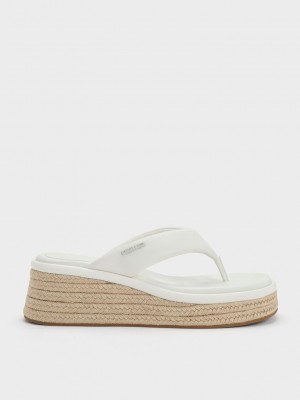 Charles & Keith Espadril Tanga Sandals Pembe | WYLT-04982