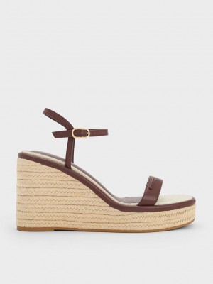Charles & Keith Espadril Wedges Kahverengi | AEGW-62430
