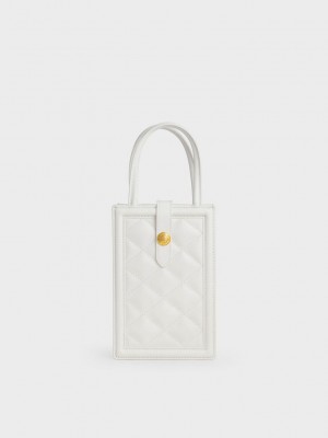 Charles & Keith Este Belted Phone Pouch Beyaz | QPDX-59740