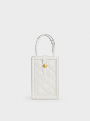 Charles & Keith Este Belted Phone Pouch Beyaz | EPIR-92438