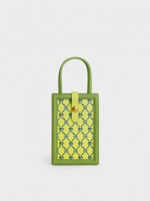 Charles & Keith Este Belted Printed Phone Pouch Açık Yeşil | BJLQ-29734
