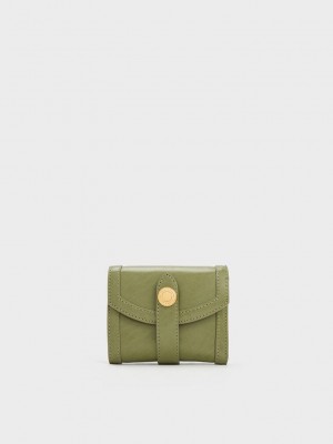 Charles & Keith Este Belted Small Wallet Zeytin Yeşili | GTLX-19843