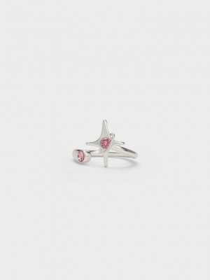 Charles & Keith Estelle Star Crystal Ring Gümüş | KNJX-81492