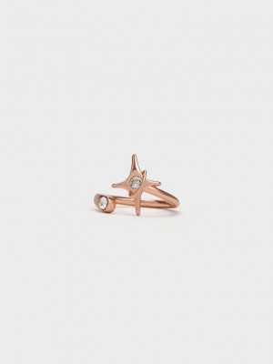 Charles & Keith Estelle Star Crystal Ring Pembe Altın | CWUI-90462