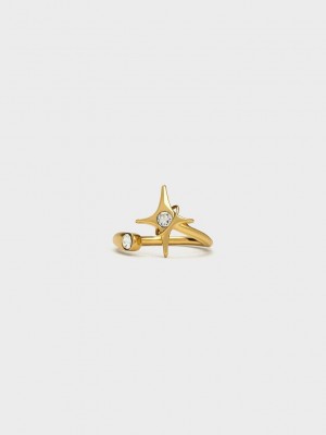 Charles & Keith Estelle Star Crystal Ring Altın | ZEUY-47125