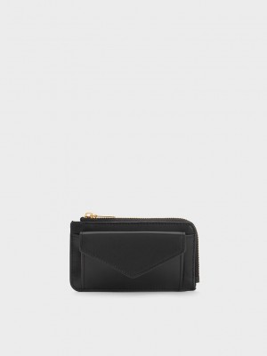 Charles & Keith Eudora Envelope Card Holder Siyah | UWGN-84031