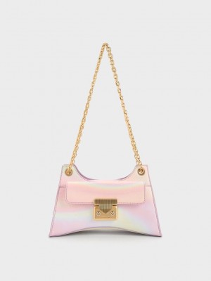 Charles & Keith Eudora Swirl-Print Sculptural Bag Pearl | CVSH-02413