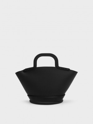 Charles & Keith Fan Double Handle Tote Bag Siyah | MACH-09312