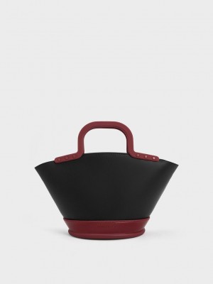 Charles & Keith Fan Double Handle Tote Bag Kırmızı | IKDA-84302