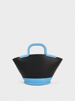 Charles & Keith Fan Double Handle Tote Bag Mavi | HTLC-03574