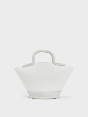 Charles & Keith Fan Double Handle Tote Bag Beyaz | ABWX-82716