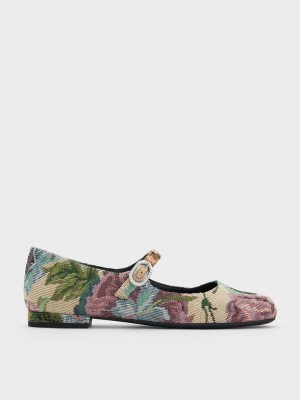 Charles & Keith Floral-Embroidered Pearl-Tokalı Mary Janes Renkli | GRCN-29510
