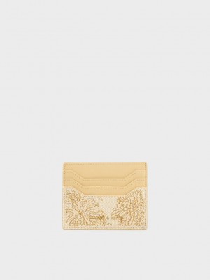 Charles & Keith Floral Illustrated Kanvas Card Holder Bej Rengi | SEAX-64317