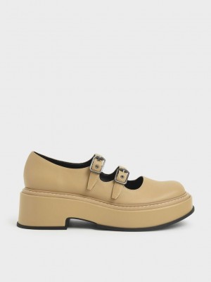 Charles & Keith Frankie Platform Mary Janes? Kahverengi | FXJV-65283