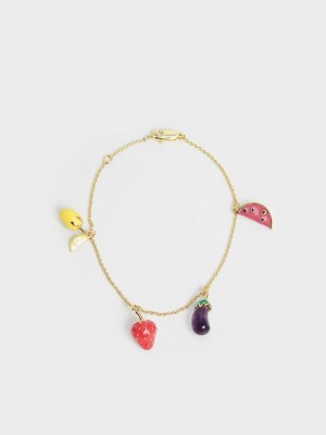 Charles & Keith Fruits Beaded Bracelet Renkli | KWLU-14025