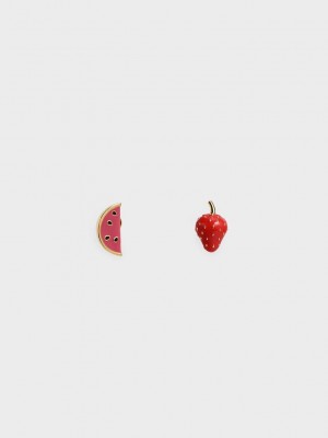 Charles & Keith Fruits Stud Earrings Kırmızı | JYZK-06591