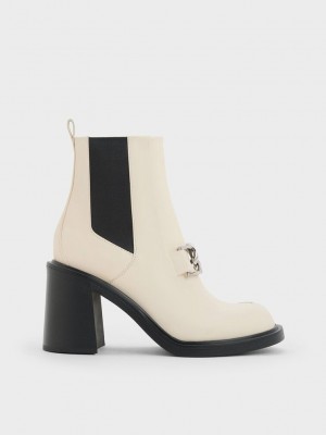 Charles & Keith Gabine Block Heel Ankle Boots Pembe | DNBF-19743