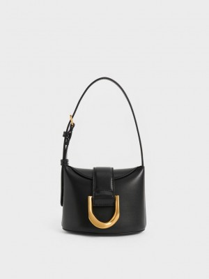Charles & Keith Gabine Bucket Bag Siyah | QOPS-89062