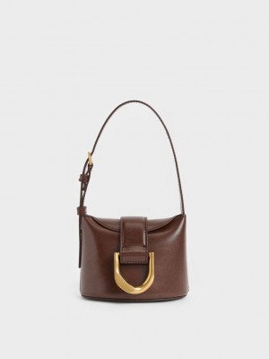 Charles & Keith Gabine Bucket Bag Çikolata | FNVX-38054