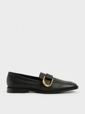 Charles & Keith Gabine Buckled Deri Loafers? Siyah | NIAK-80149