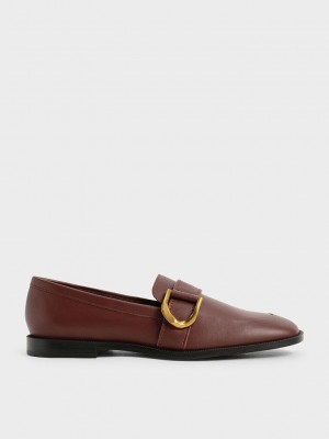 Charles & Keith Gabine Buckled Deri Loafers? Kahverengi | FCNM-25706