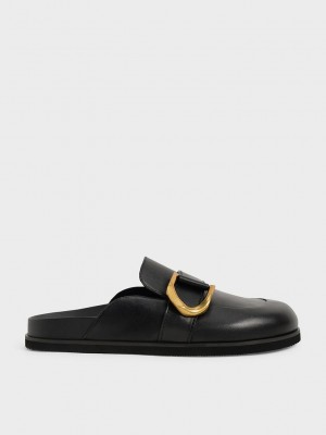 Charles & Keith Gabine Buckled Deri Loafer Mules? Siyah | DKJB-81405