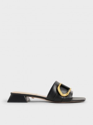 Charles & Keith Gabine Buckled Deri Mules? Siyah | TAXN-19083