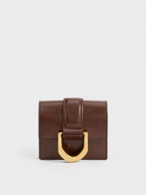 Charles & Keith Gabine Chain-Link Card Holder Çikolata | RHBN-78413