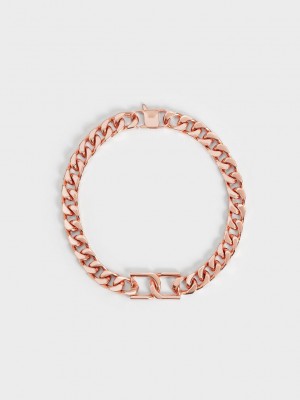 Charles & Keith Gabine Chain-Link Choker Necklace Pembe Altın | QESN-30481