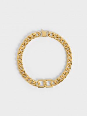 Charles & Keith Gabine Chain-Link Choker Necklace Altın | IRBZ-29416