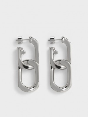 Charles & Keith Gabine Chain-Link Drop Earrings Gümüş | KBHY-27604