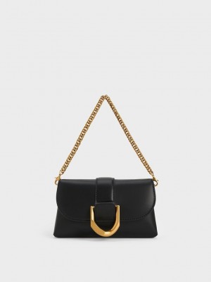 Charles & Keith Gabine Crossbody Bag Siyah | IWBN-06543