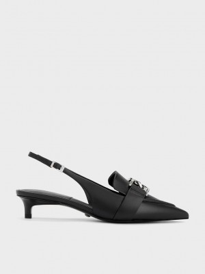 Charles & Keith Gabine Deri Arkası Açık Pumps Siyah | PFZG-09516