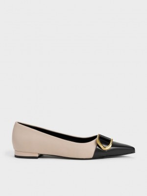 Charles & Keith Gabine Deri Burunlu-Cap Ballerinas Bej Rengi | IVYE-23074