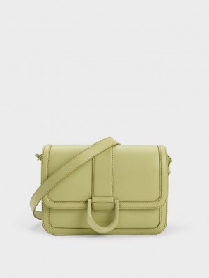 Charles & Keith Gabine Deri Crossbody Bag Yeşil | XBVP-49176