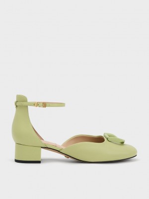 Charles & Keith Gabine Deri D'Orsay Pumps Yeşil | VSFZ-06372