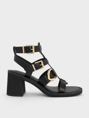 Charles & Keith Gabine Deri Gladiator Sandals Siyah | BFPS-83495