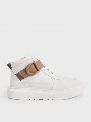 Charles & Keith Gabine Deri High-Top Sneakers Kahverengi | NAKP-27561