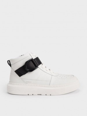 Charles & Keith Gabine Deri High-Top Sneakers Siyah | MPSC-56014