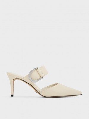 Charles & Keith Gabine Deri Mule Pumps Pembe | RSKH-28146