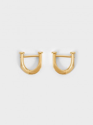 Charles & Keith Gabine Huggie Earrings Altın | RLOS-21460