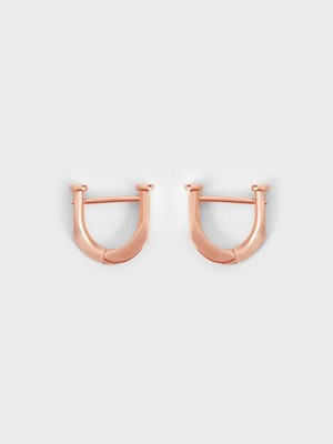 Charles & Keith Gabine Huggie Earrings Pembe Altın | RHBU-40563