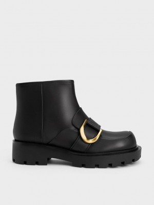 Charles & Keith Gabine Loafer Ankle Boots Siyah | EULT-82507